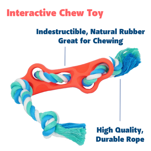 Rubber Bone Chew Toy with Rope