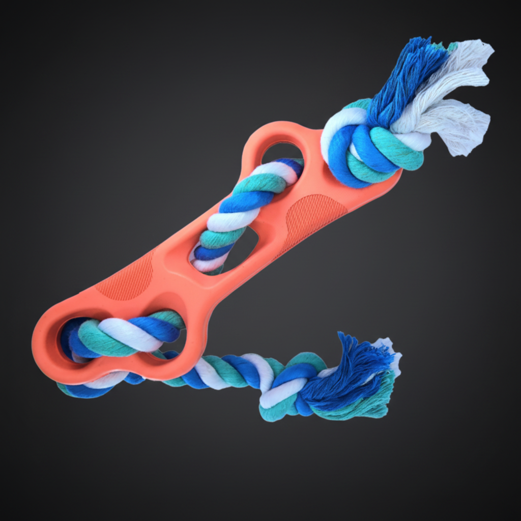 Rubber Bone Chew Toy with Rope