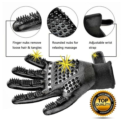 Pet grooming gloves