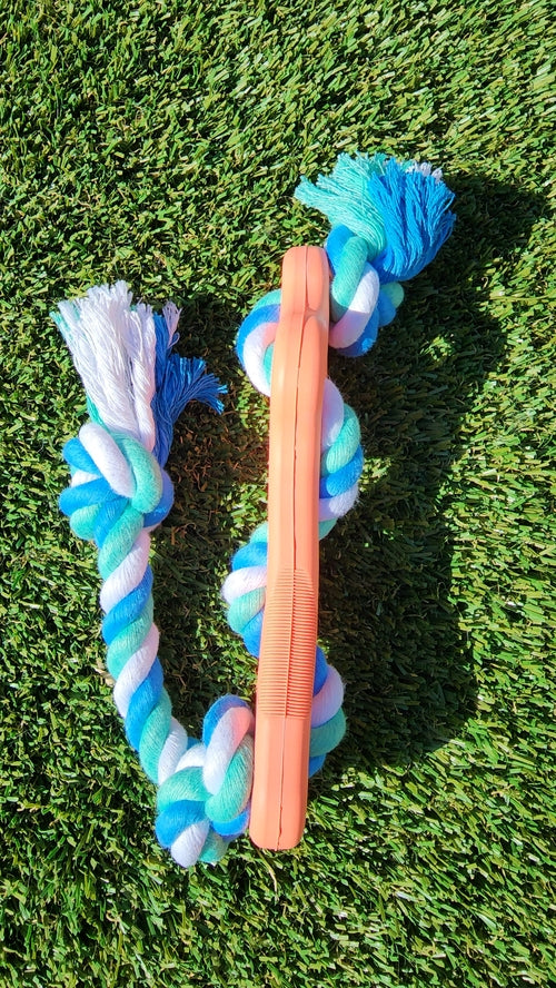 Rubber Bone Chew Toy with Rope