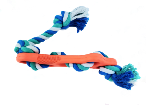 Rubber Bone Chew Toy with Rope