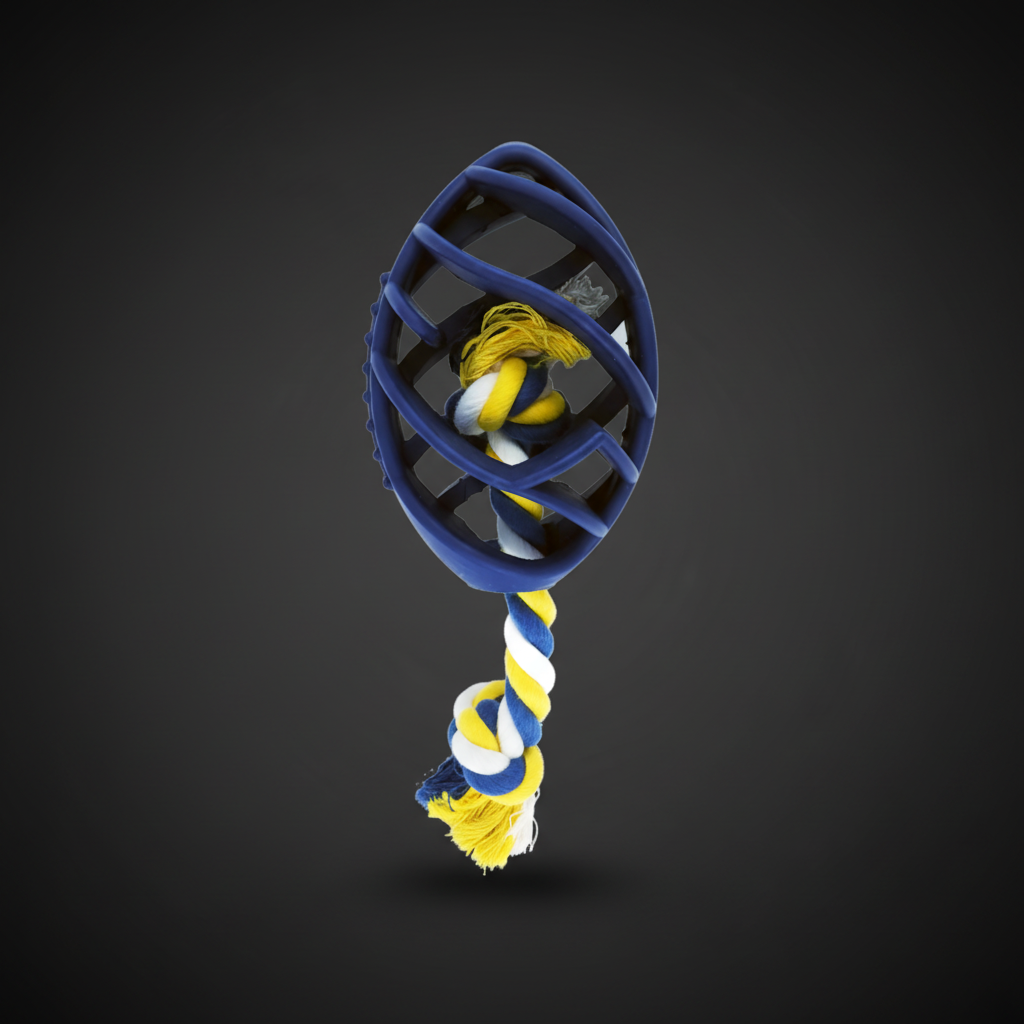 Rubber Football Dog Chew Toy with Tug Rope