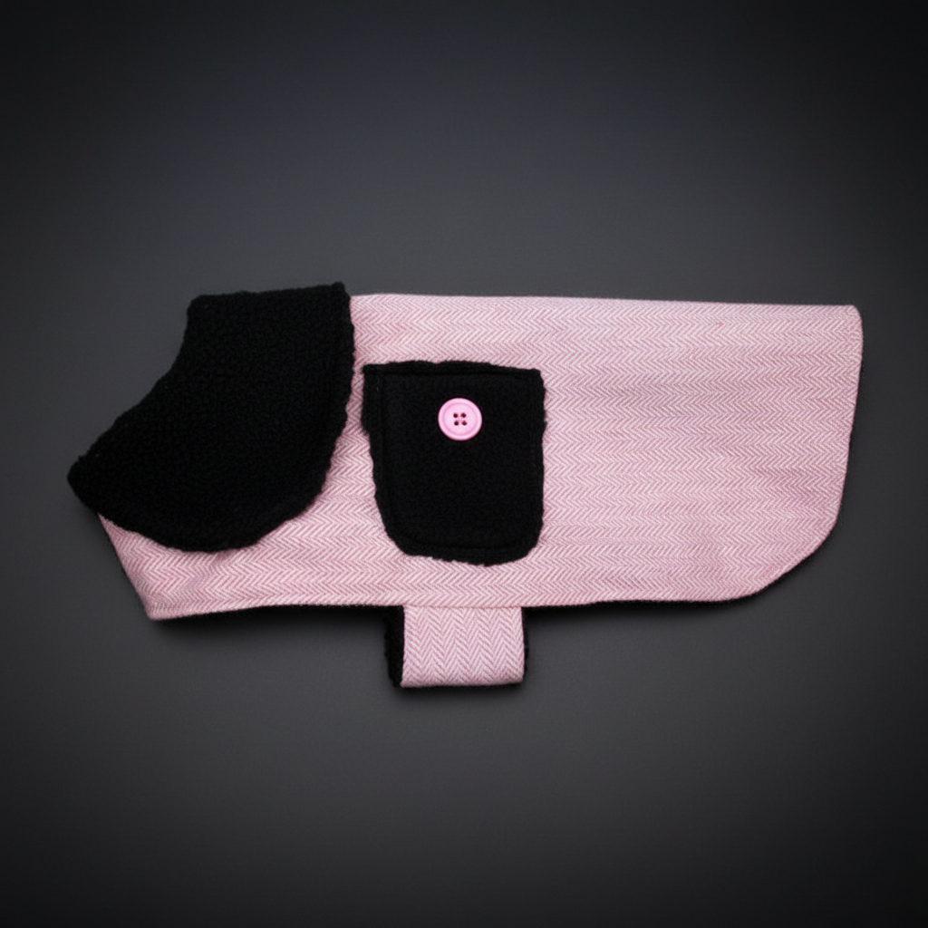PA Pink Herringbone Dog Coat